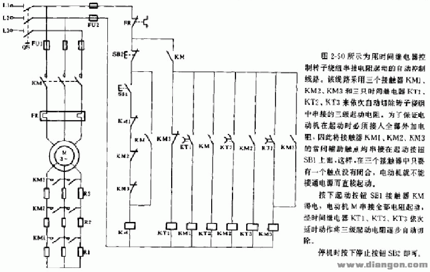 三相异步电动机转子串联电阻启动电路图