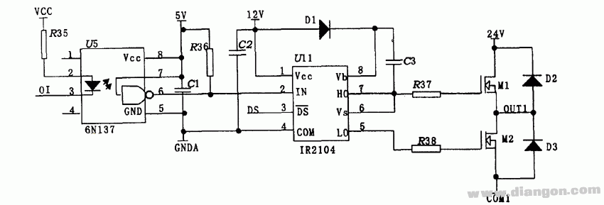 直流电机半桥驱动电路图