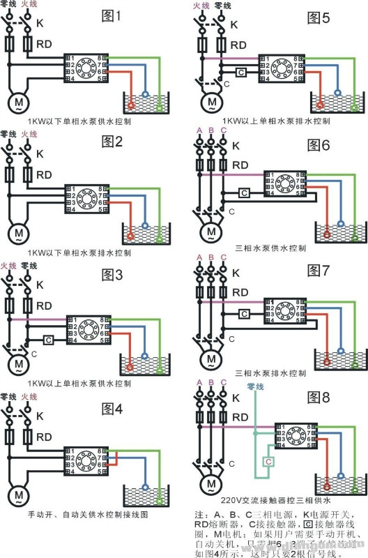 继电器控制电路原理图和接线图大全