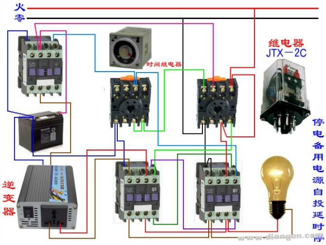 继电器控制电路原理图和接线图大全