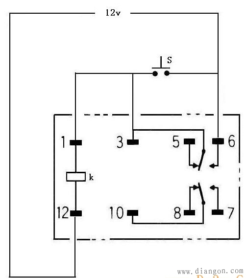 12v继电器自锁电路图 24v继电器可参考