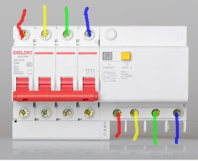 4p空气开关的零线接哪里