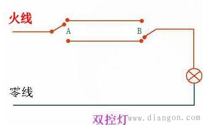 两地控制一盏灯电路图详解