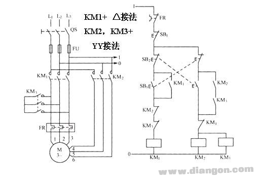 双速电动机2y3y接线方法电路图电工仪表电路图