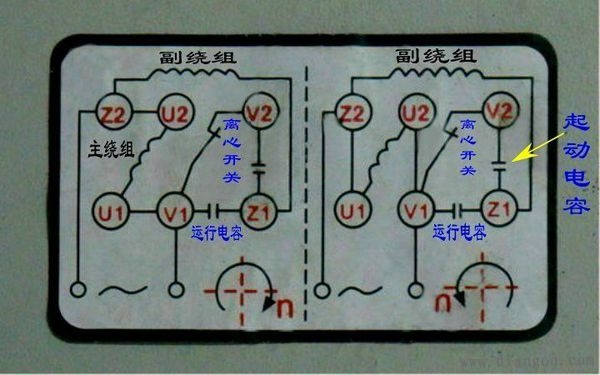 单相异步电动机接线图